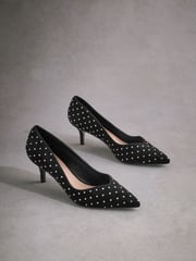 Black Tabitha Simmons Lola Leather Studded Point Heels - Image 7 of 11