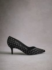 Black Tabitha Simmons Lola Leather Studded Point Heels - Image 8 of 11