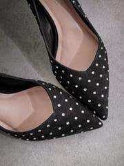 Black Tabitha Simmons Lola Leather Studded Point Heels - Image 9 of 11
