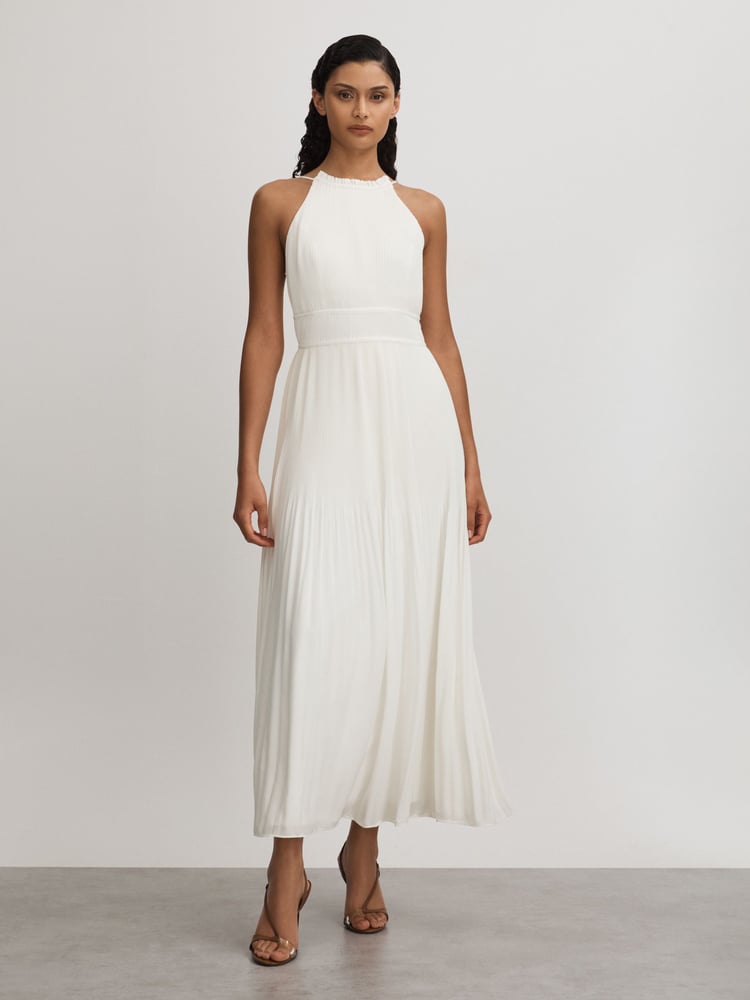 Amur Plisse Halter Neck Maxi Dress - Image 1 of 5