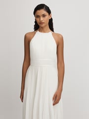 Amur Plisse Halter Neck Maxi Dress - Image 3 of 5