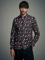 Black Storm Trooper Long Sleeve Christmas Print 100% Cotton Oxford Shirt - Image 1 of 6