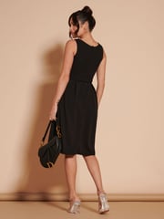 Jolie Moi Black 1950's Inspired Belted Swing Dress - Image 2 of 6
