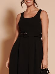 Jolie Moi Black 1950's Inspired Belted Swing Dress - Image 3 of 6