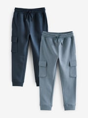 Navy/Mid Blue Slim Fit Slim Cargo Joggers 2 Pack (3-16yrs) - Image 1 of 7