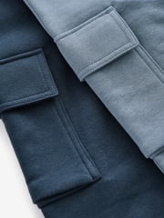 Navy/Mid Blue Slim Fit Slim Cargo Joggers 2 Pack (3-16yrs) - Image 6 of 7