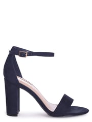 Linzi Blue Nelly Faux Suede Barely There Block Heeled Sandals - Image 2 of 4