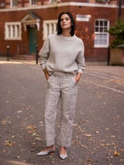 Grey Snake Print Barrel 100% Cotton Trousers - Image 1 of 7