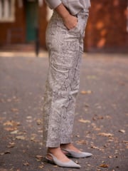 Grey Snake Print Barrel 100% Cotton Trousers - Image 2 of 7