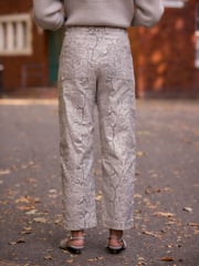 Grey Snake Print Barrel 100% Cotton Trousers - Image 3 of 7