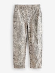 Grey Snake Print Barrel 100% Cotton Trousers - Image 5 of 7