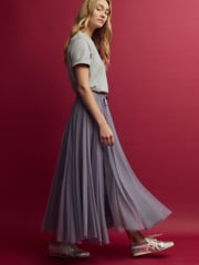 Blue Mesh Maxi Skirt - Image 1 of 7