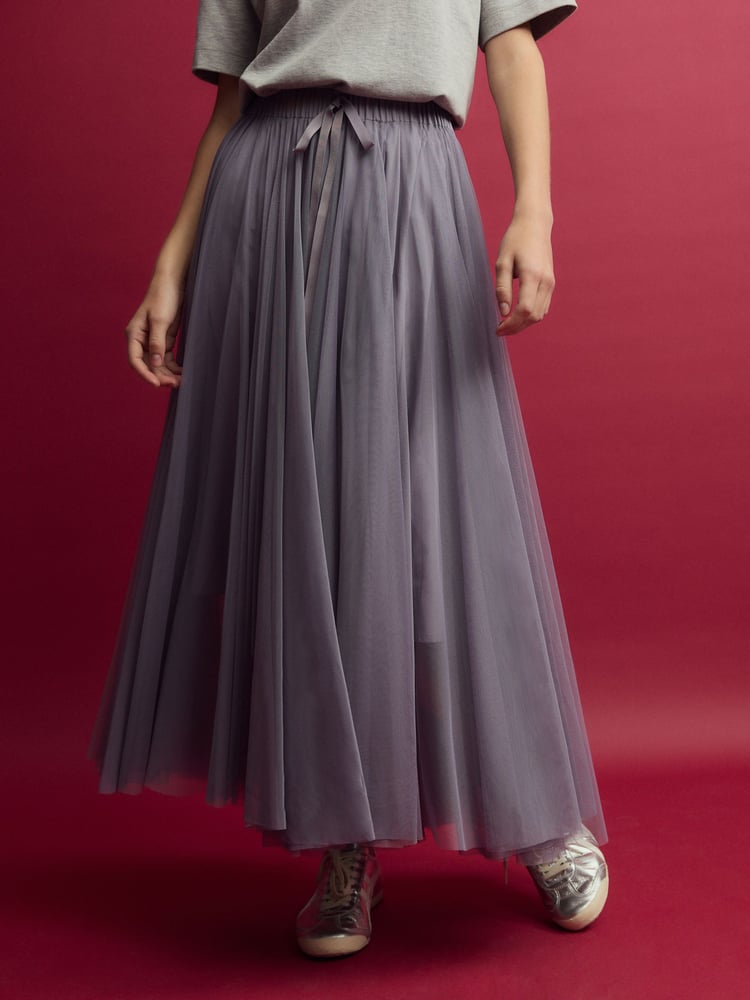 Blue Mesh Maxi Skirt - Image 2 of 7