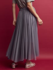 Blue Mesh Maxi Skirt - Image 3 of 7