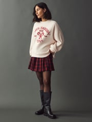 Red/Ecru Christmas Front Graphic Claus Bakery Crew Neck Sweatshirt - Image 3 of 7