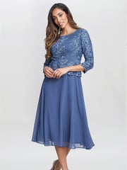 Gina Bacconi Blue Priscilla Embroidered Midi Dress - Image 2 of 6