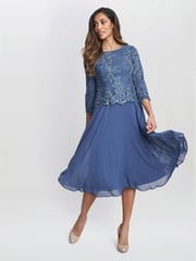 Gina Bacconi Blue Priscilla Embroidered Midi Dress - Image 4 of 6