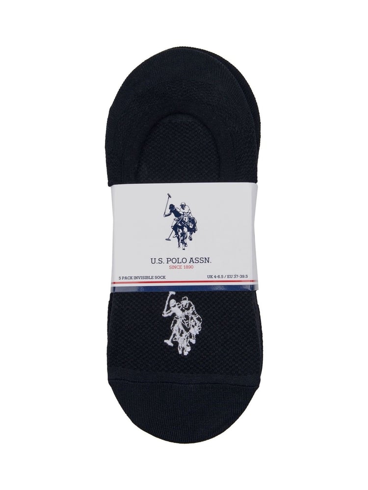 U.S. Polo Assn. Black Invisible Trainer Socks 5 Pack - Image 2 of 3