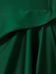 Reiss Green Micah Satin Drape Tuck Midi Dress - Image 5 of 5
