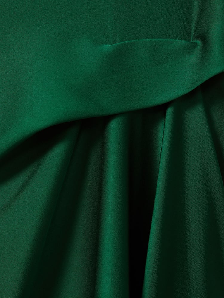 Reiss Green Micah Satin Drape Tuck Midi Dress - Image 5 of 5