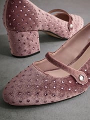 Pink Standard Fit Tabitha Simmons Emily Leather Mary Jane Block Heels - Image 10 of 13
