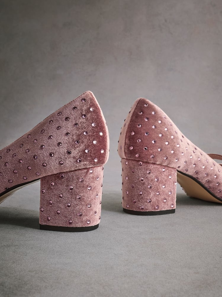 Pink Standard Fit Tabitha Simmons Emily Leather Mary Jane Block Heels - Image 13 of 13
