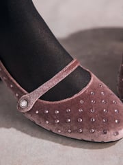 Pink Standard Fit Tabitha Simmons Emily Leather Mary Jane Block Heels - Image 6 of 13