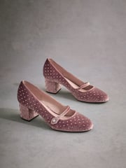 Pink Standard Fit Tabitha Simmons Emily Leather Mary Jane Block Heels - Image 7 of 13