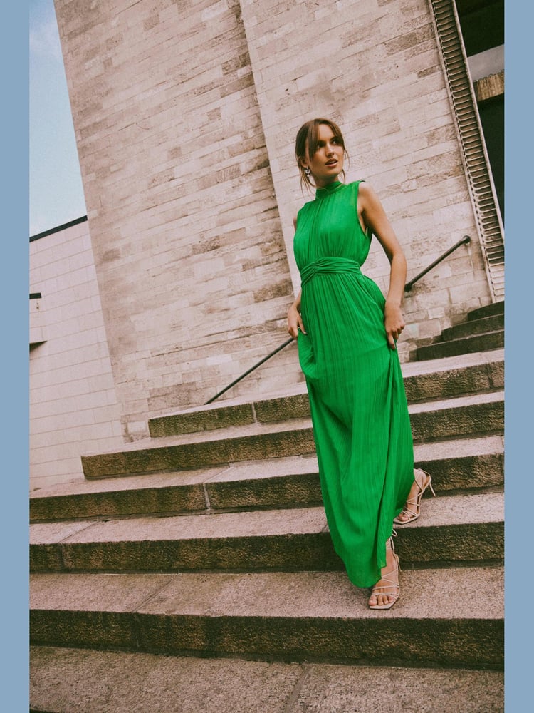 VILA Green Maxi Occasion Sleeveless Maxi Dress - Image 1 of 8