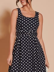 Jolie Moi Black 1950's Inspired Belted Swing Dress - Image 4 of 7