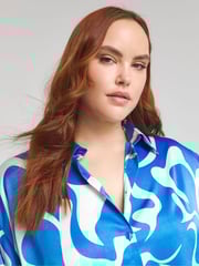 Simply Be Cobalt Blue Relaxed Satin Shirt - Image 4 of 4