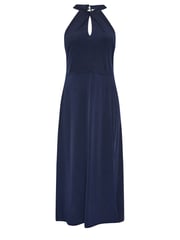 Yours Curve Blue London Twist Halterneck Maxi Dress - Image 5 of 5