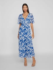 VILA Blue Angel Sleeve Midi Occasion Dress - Image 1 of 7