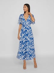 VILA Blue Angel Sleeve Midi Occasion Dress - Image 3 of 7