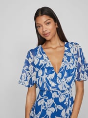 VILA Blue Angel Sleeve Midi Occasion Dress - Image 4 of 7