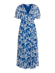 VILA Blue Angel Sleeve Midi Occasion Dress - Image 6 of 7