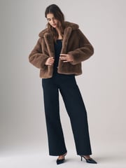 The Set Brown Boxy Faux Fur Coat - Image 3 of 11