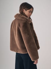 The Set Brown Boxy Faux Fur Coat - Image 4 of 11