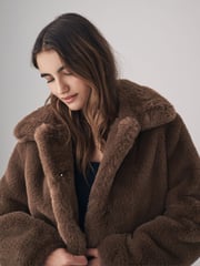 The Set Brown Boxy Faux Fur Coat - Image 5 of 11
