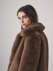 The Set Brown Boxy Faux Fur Coat - Image 6 of 11