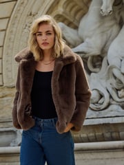 The Set Brown Boxy Faux Fur Coat - Image 8 of 11