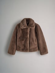 The Set Brown Boxy Faux Fur Coat - Image 9 of 11