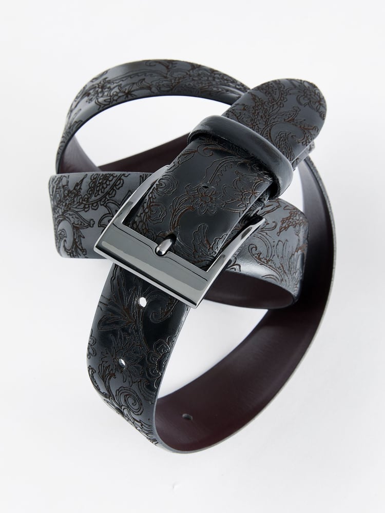 Black Paisley Signature Laser Engraved Belt - Image 2 of 3