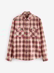 Red/Ecru White 100% Cotton Navajo Style Check Long Sleeve Shirt - Image 1 of 3