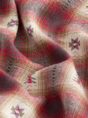 Red/Ecru White 100% Cotton Navajo Style Check Long Sleeve Shirt - Image 2 of 3