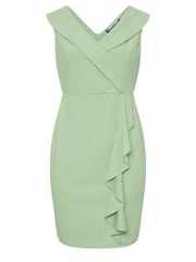 Yours Curve Green London Tuxedo Frill Shift Dress - Image 5 of 5