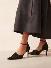 Black Forever Comfort® Standard/Wide Fit Leather Knot Point Toe Heel Court Shoes - Image 1 of 6