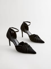 Black Forever Comfort® Standard/Wide Fit Leather Knot Point Toe Heel Court Shoes - Image 2 of 6