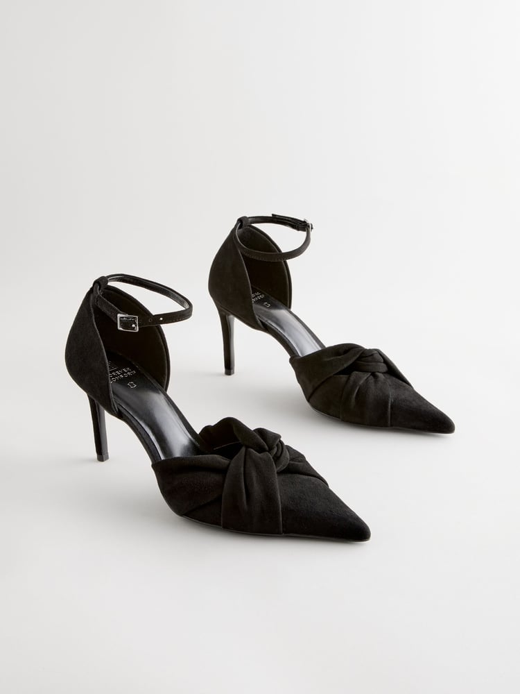 Black Forever Comfort® Standard/Wide Fit Leather Knot Point Toe Heel Court Shoes - Image 2 of 6