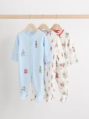 Blue Cath Kidston Cars Baby 100% Cotton Sleepsuits 3 Pack - Image 1 of 12